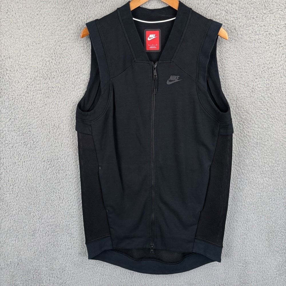 Nike Tech Fleece Cocoon Vest Womens Medium Black Full ZIp Vented 725846-010